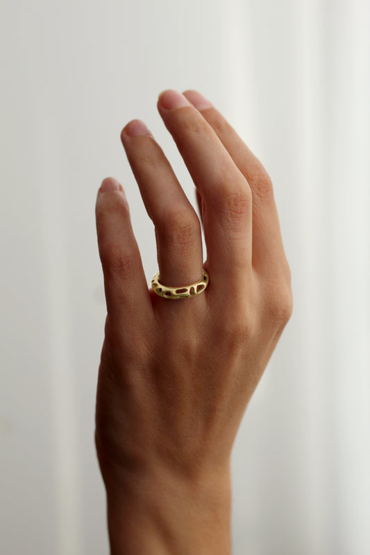 14K Gold Perforated ring